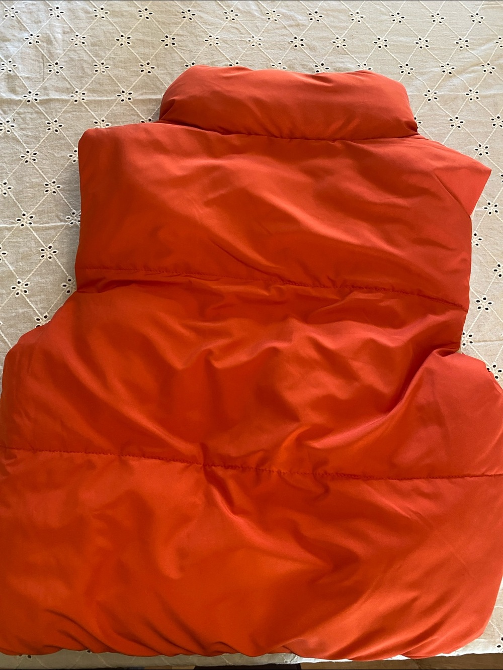 Bright Red Puffer Vest with Cream Lining - Picture 3 of 5
